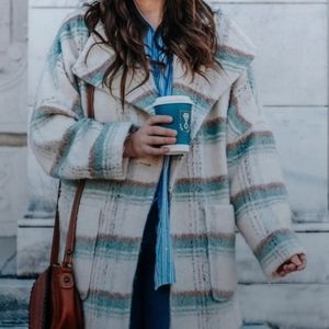 New anthropologie Elsa plaid coat M